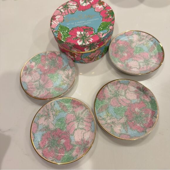 NWT Lilly Pulitzer Big Flirt Ceramic Coaster Set of 4 - Picture 5 of 5